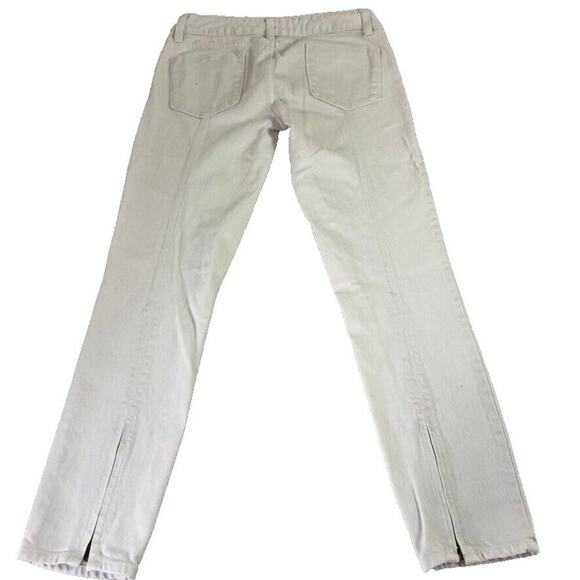 Tory Burch Jeans Womens 26 White Denim Super Skinny Back Hem Zip * Flaw - Picture 2 of 12